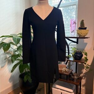 BCBG Black Long Sleeve short Dress with leg slit SZ4